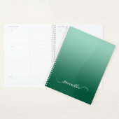 Lichte Teal Jager Groen Ombre Gebogen Swash Naam Planner (Display)
