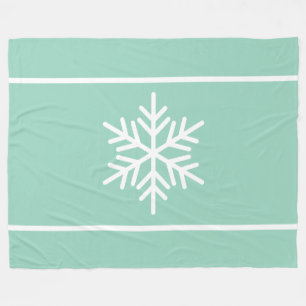 Lichte Teal Mint Witte Sneeuwvlok Horizontale Stre Fleece Deken