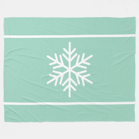 Lichte Teal Mint Witte Sneeuwvlok Horizontale Stre Fleece Deken (Voorkant (Horizontaal))