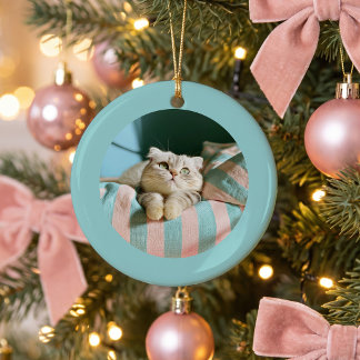 Lichte Teal Ronde Fotolijst Persoonlijk Keramisch Ornament