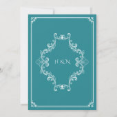Lichte Teal Waterverf Boog Frame Sikh Huwelijk Kaart (Achterkant)