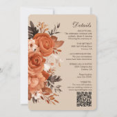 Lichte terracotta en Oranje huwelijksuitnodiging Kaart (Achterkant)