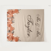 Lichte terracotta en verbrande Sinaasappel bruilof Wandkleed (Voorkant (horizontaal))