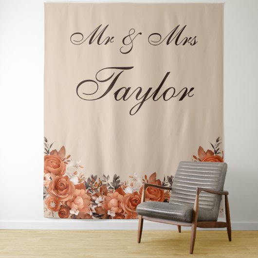 Lichte terracotta en verbrande Sinaasappel bruilof Wandkleed (In situ)