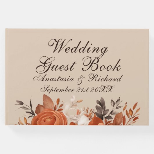 Lichte terracotta en verbrande Sinaasappels bruilo Gastenboek (Voorkant)