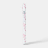 Lichte Theeroze Strikken op Witte iPhone 15 Hoes Case (Linkerkant)