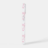 Lichte Theeroze Strikken op Witte iPhone 15 Hoes Case (Rechterkant)