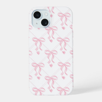 Lichte Theeroze Strikken op Witte iPhone 15 Hoes Case
