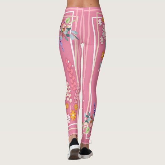 Lichte Tone Pastel Pink Floral Art Elegant Women's Leggings (Achterkant)