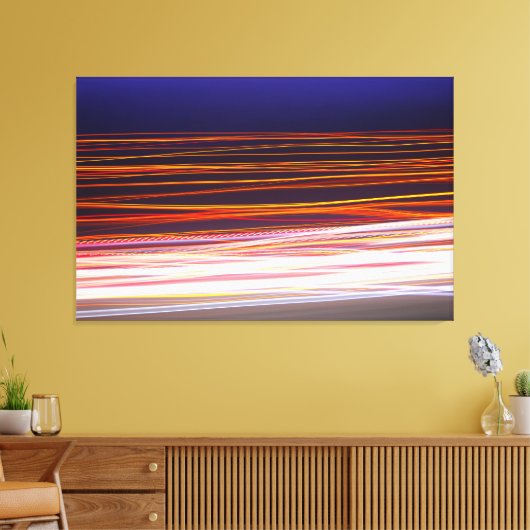 Lichte treinen van het passeerverkeer op de weg canvas afdruk (Insitu (Woonkamer))