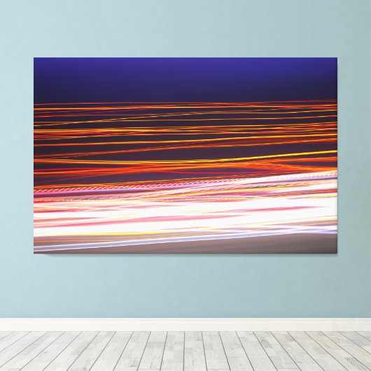 Lichte treinen van het passeerverkeer op de weg canvas afdruk (Insitu (Houten vloer))