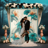 Lichte tropische iriserende bruiloft achtergrond wandkleed