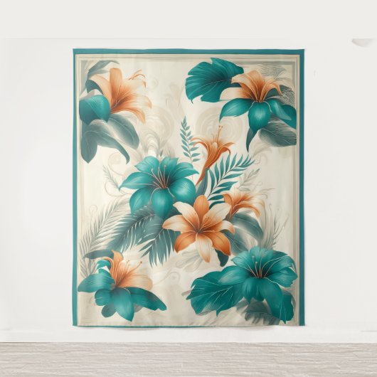 Lichte tropische iriserende bruiloft achtergrond wandkleed (Voorkant)