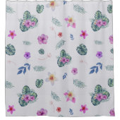 Lichte Tropische Waterverf Bloemen Botanisch Douchegordijn (Voorkant)