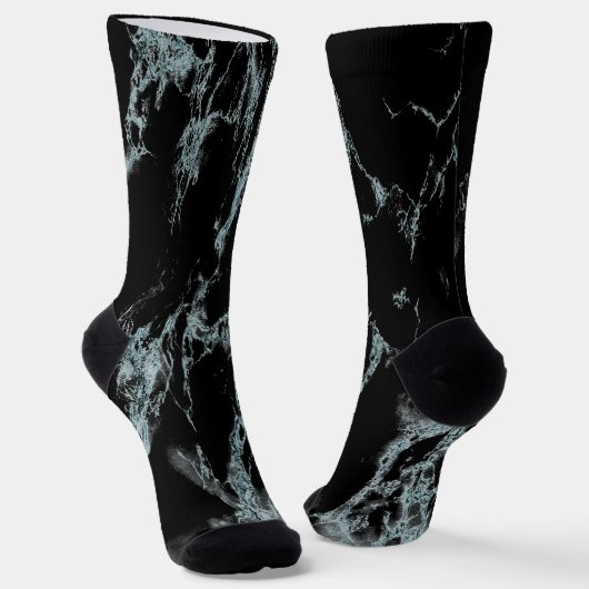 Lichte turquoise ader zwarte marmer look sokken (Gebogen)