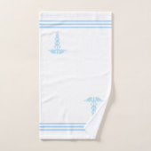 Lichte Turquoise Blauwe Caduceus & Strepen op Wit Bad Handdoek (Handdoek)