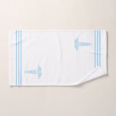 Lichte Turquoise Blauwe Caduceus & Strepen op Wit Bad Handdoek (Handdoek)