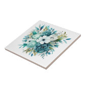 Lichte turquoise bloemige keramische Tegel Tegeltje (Zijkant)