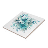 Lichte turquoise bloemige keramische Tegel Tegeltje (Zijkant)