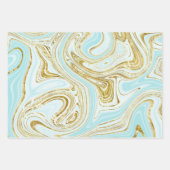 Lichte turquoise en gouden marmeren look inpakpapier vel (Voorkant 3)