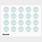 Lichte turquoise gepersonaliseerde teddybeer strik ronde sticker (Vel)