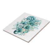 Lichte Turquoise Seahorse keramische Tegel Tegeltje (Zijkant)
