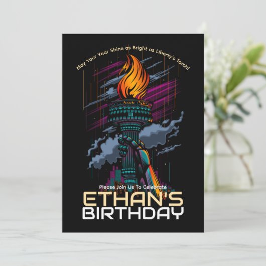 Lichte verjaardag van Liberty Kaart (Staand voorkant)