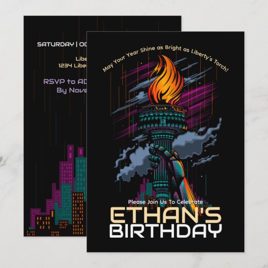 Lichte verjaardag van Liberty Kaart (Voorkant / Achterkant)