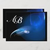 LICHTE VOGEL IN BLAUWE MONOGRAM KAART (Voorkant / Achterkant)