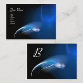 LICHTE VOGEL MONOGRAM Levendig zwart blauw wit Visitekaartje (Voorkant / Achterkant)