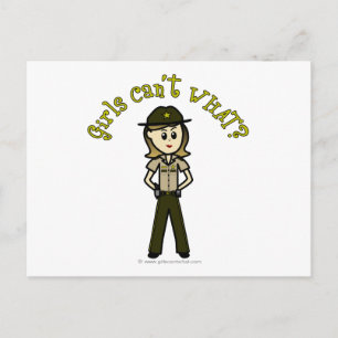 Lichte Vrouw Sheriff in bruin uniform Briefkaart