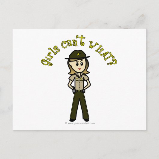 Lichte Vrouw Sheriff in bruin uniform Briefkaart (Voorkant)