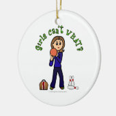 Lichte vrouwen Bowling Keramisch Ornament (Links)