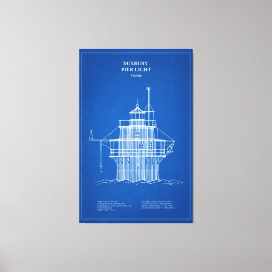 Lichte vuurtoren Duxbury Pier - Massachusetts - AD Canvas Afdruk (Voorkant)