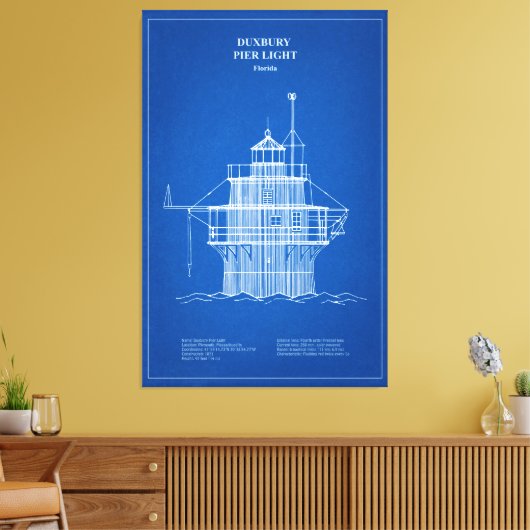 Lichte vuurtoren Duxbury Pier - Massachusetts - AD Canvas Afdruk (Insitu (Woonkamer))