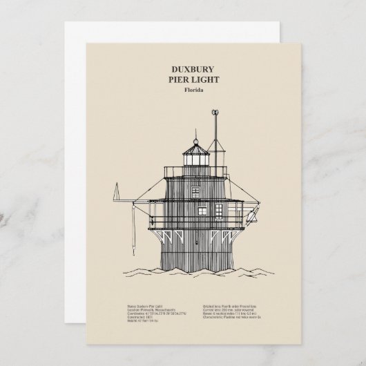 Lichte vuurtoren Duxbury Pier - Massachusetts - SB Bedankkaart (Voorkant / Achterkant)
