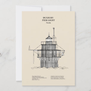 Lichte vuurtoren Duxbury Pier - Massachusetts - SB Bedankkaart