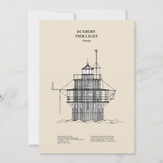 Lichte vuurtoren Duxbury Pier - Massachusetts - SB Bedankkaart