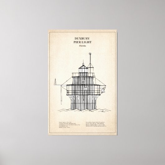Lichte vuurtoren Duxbury Pier - Massachusetts - SB Canvas Afdruk (Voorkant)