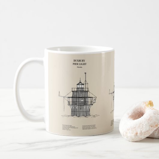 Lichte vuurtoren Duxbury Pier - Massachusetts - SB Koffiemok (Met donut)