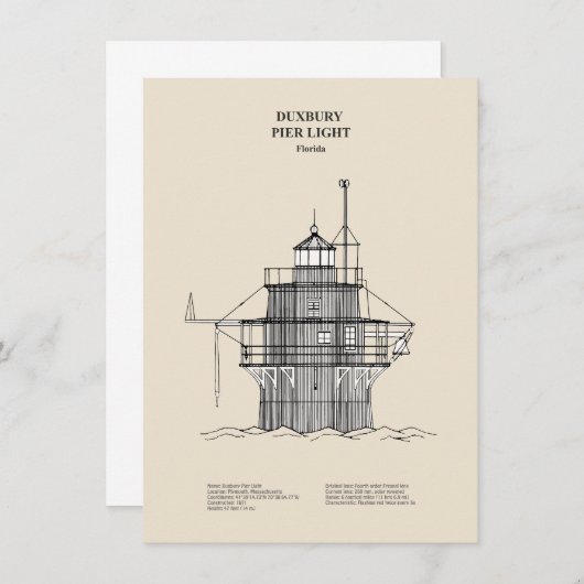 Lichte vuurtoren Duxbury Pier - Massachusetts - SB Notitiekaartje (Voorkant / Achterkant)