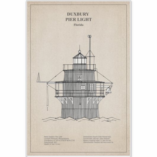 Lichte vuurtoren Duxbury Pier - Massachusetts - SB Sticker (Voorkant)