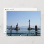 Lichte vuurtoren van de haven van Lindau en leeuw Briefkaart (Voorkant / Achterkant)