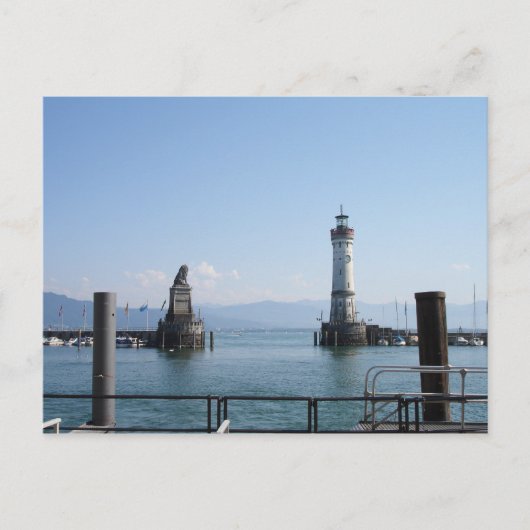Lichte vuurtoren van de haven van Lindau en leeuw Briefkaart (Voorkant)