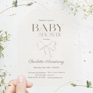 Lichte Warme Crème Waterverf Boog Baby Shower Acryl Uitnodigingen