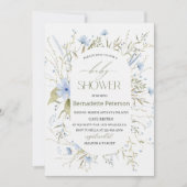 Lichte Waterverf Blauwe Wildbloemen BabyInvitation Kaart (Voorkant)