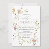 Lichte waterverf wilde bloemen babyborrel kaart (Voorkant)