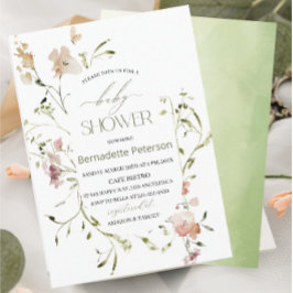 Lichte waterverf wilde bloemen babyborrel kaart