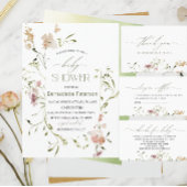 Lichte waterverf wilde bloemen babyborrel kaart