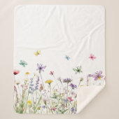 Lichte Waterverf wilde bloemen vlinders weide Sherpa Deken (Voorkant)